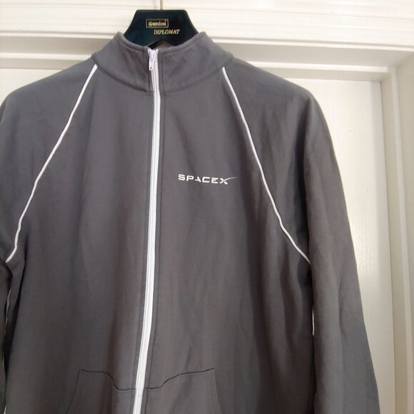 Spacex Grey Full Zip Mock Neck Stretch Pockets Casual Mens Jacket Large - Picture 4 of 9
